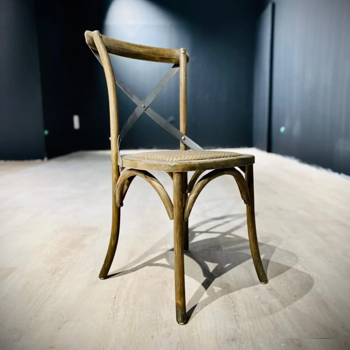A rattan bistro chair
