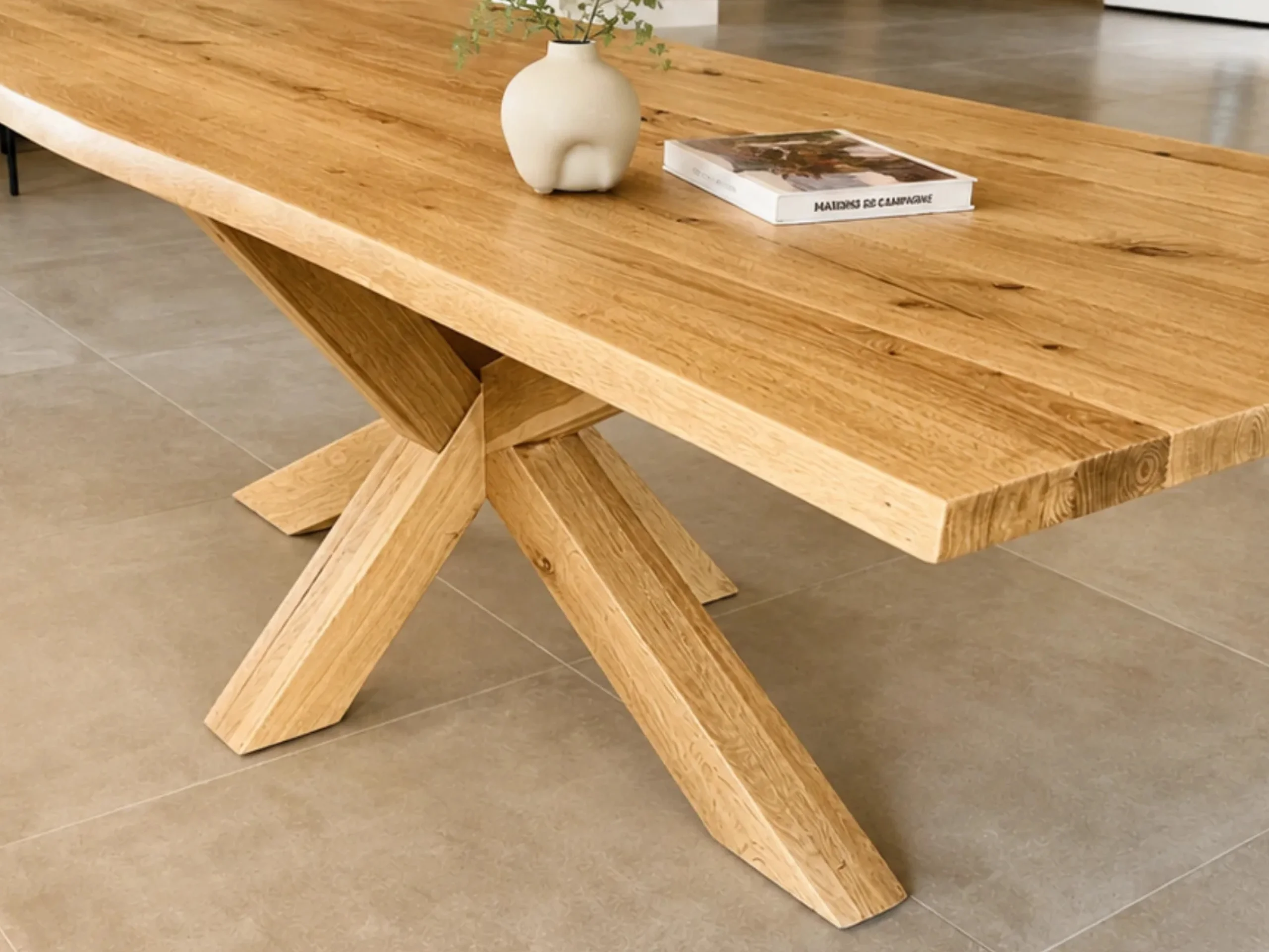 Un pied de table en chêne massif