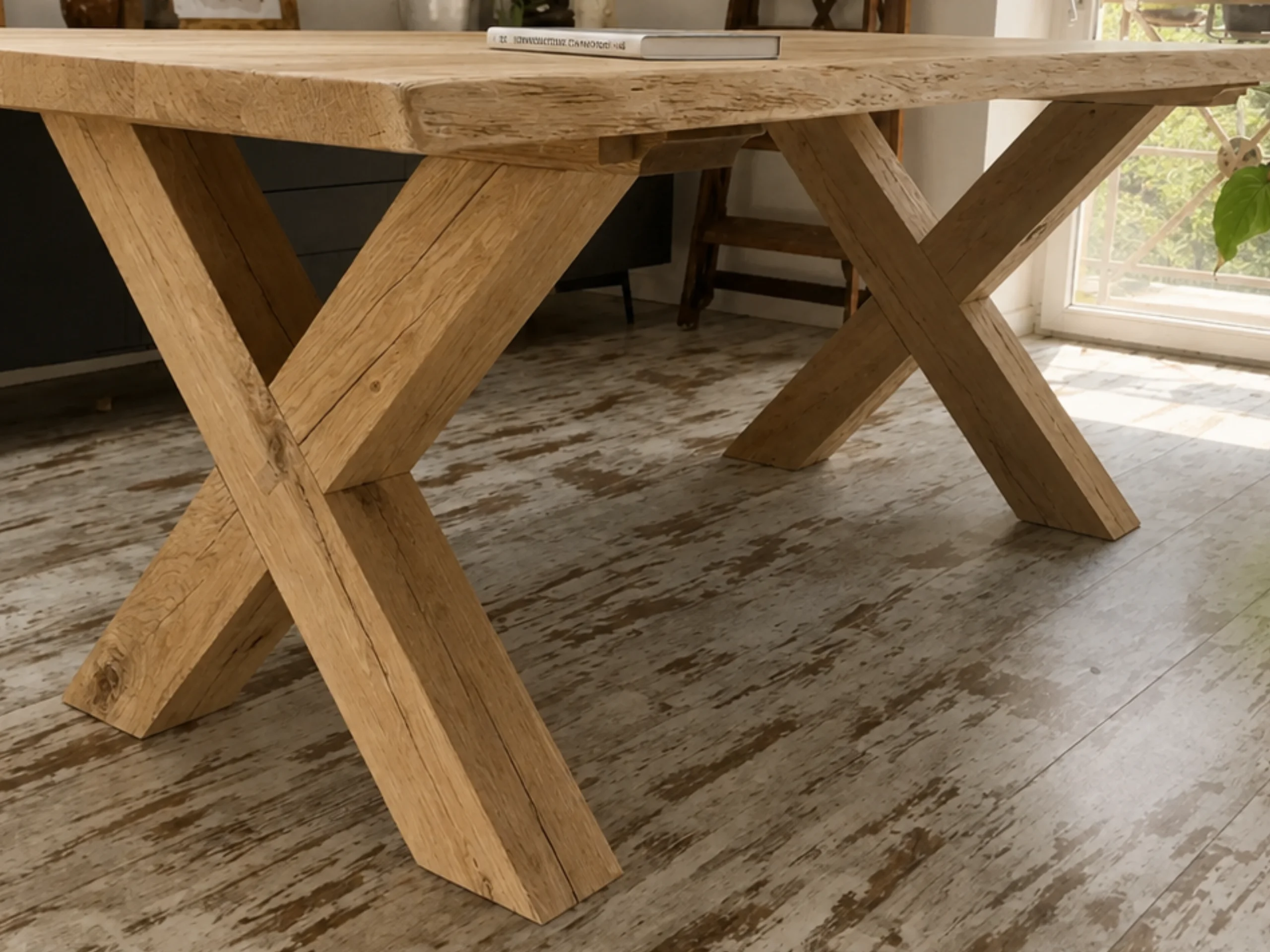 Un pied de table en chêne massif