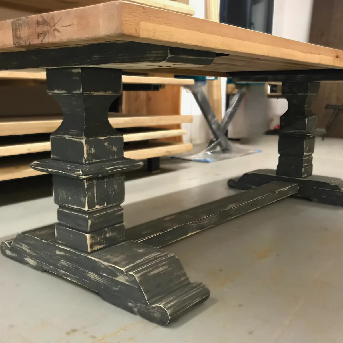 Monastery-style wooden table legs