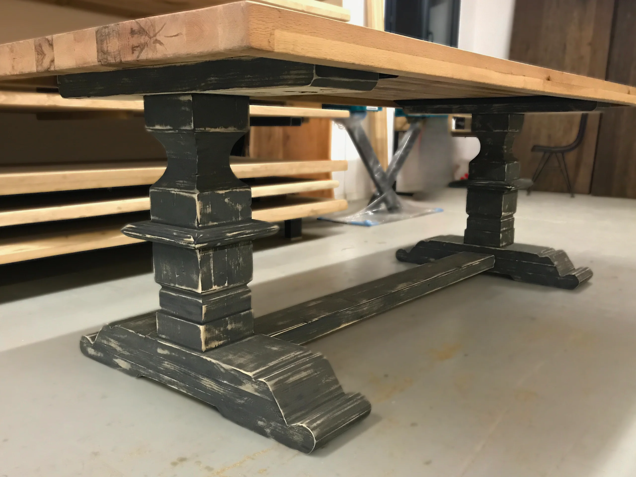 Monastery-style wooden table legs