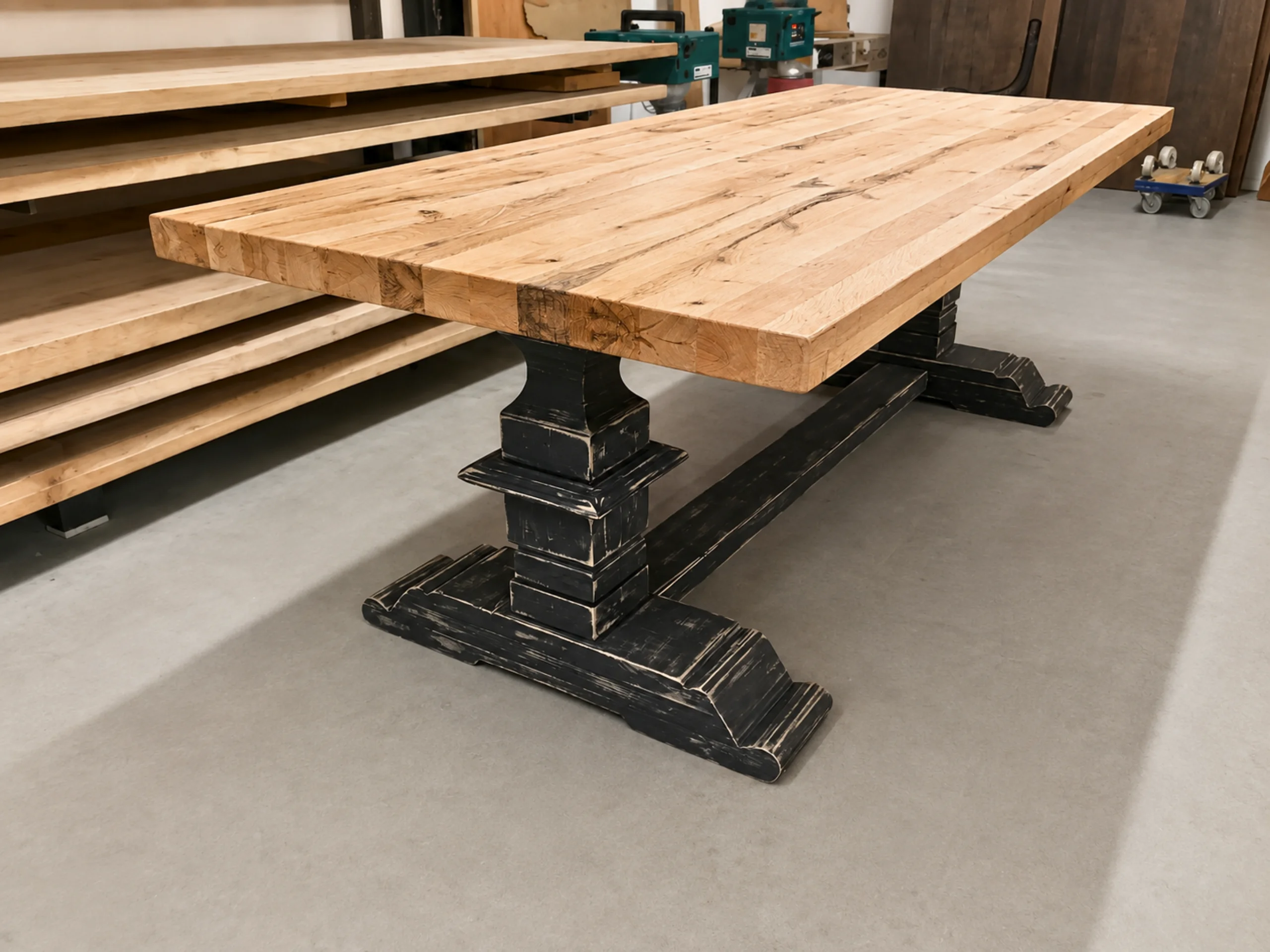 Une table à manger en bois massif