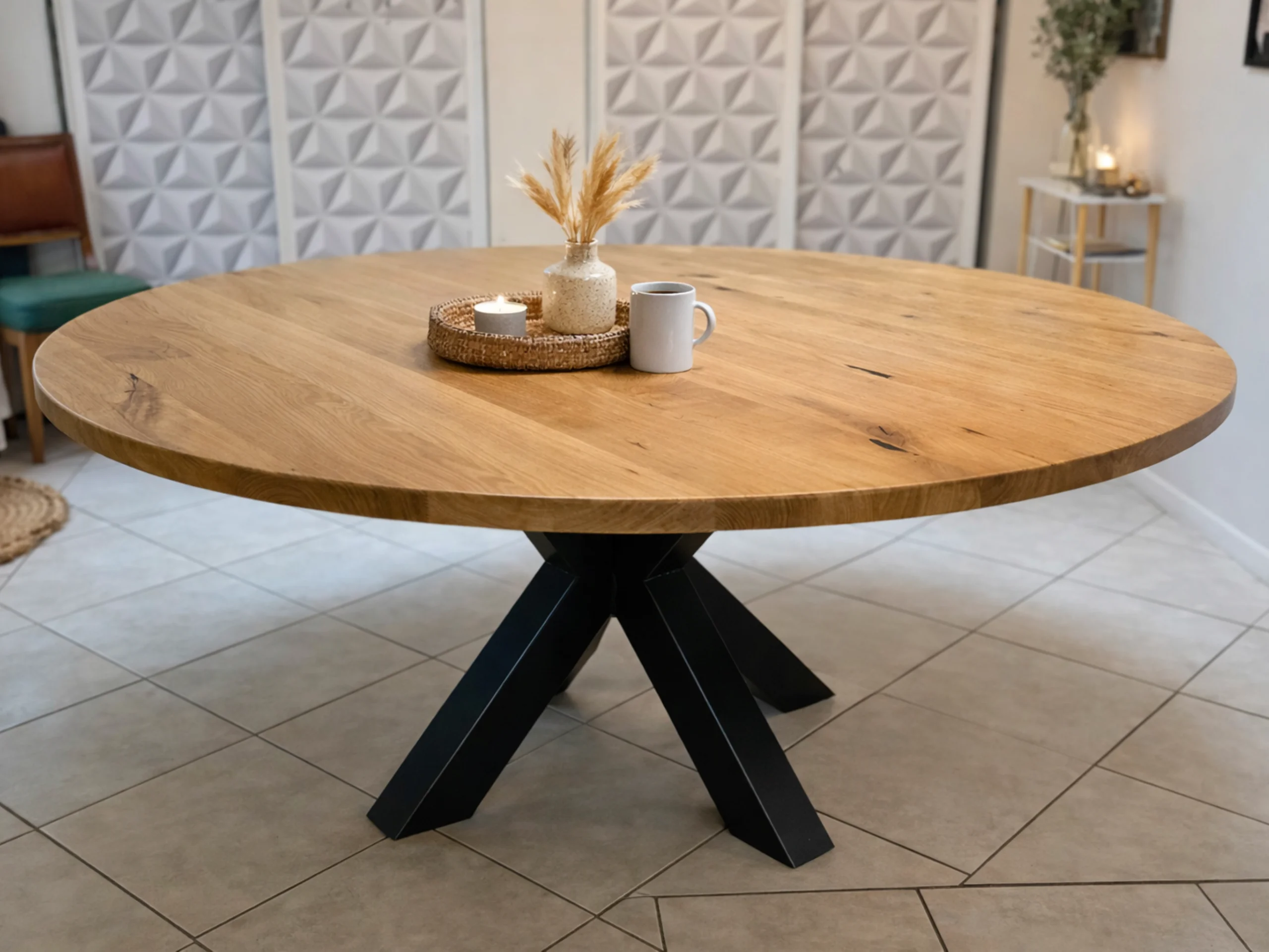 A round dining table