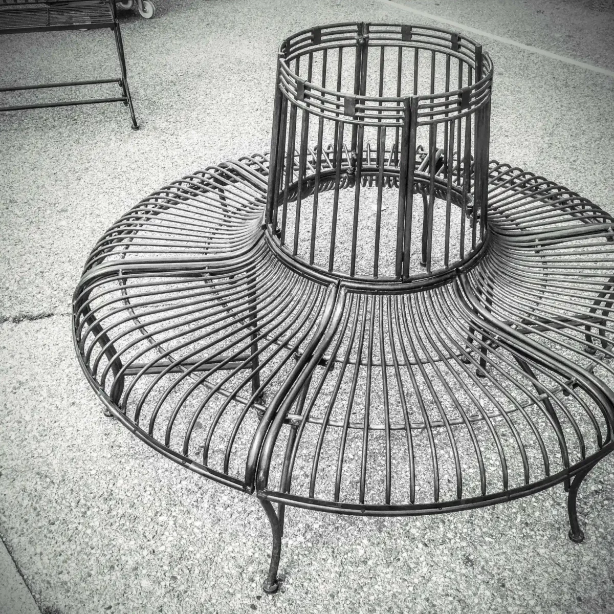A wrought iron tree turn