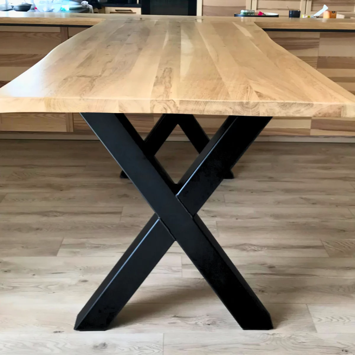 A black steel leg for a high table