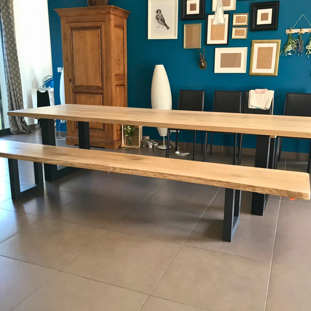 A dining table bench