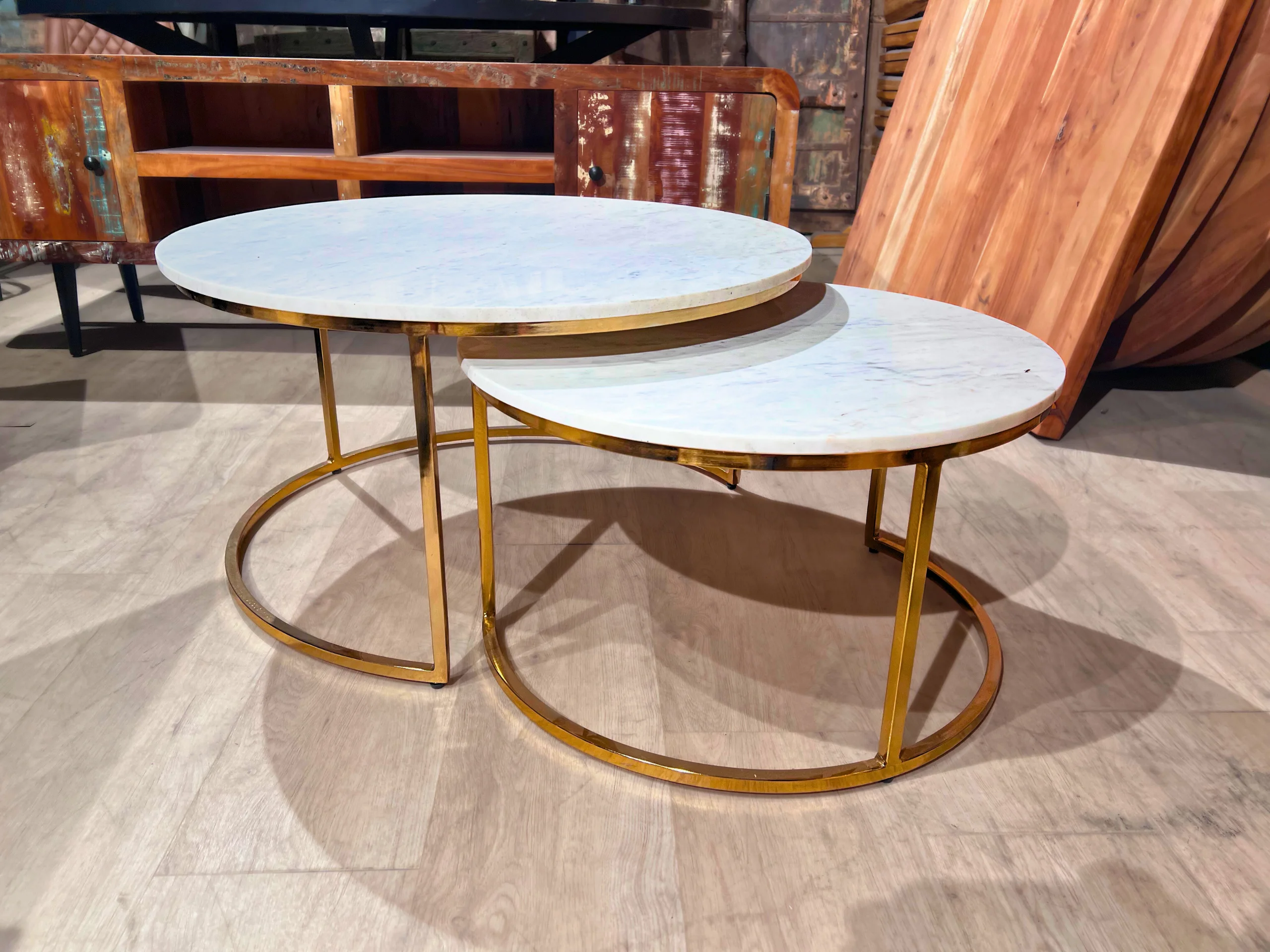 Two marble coffee tables