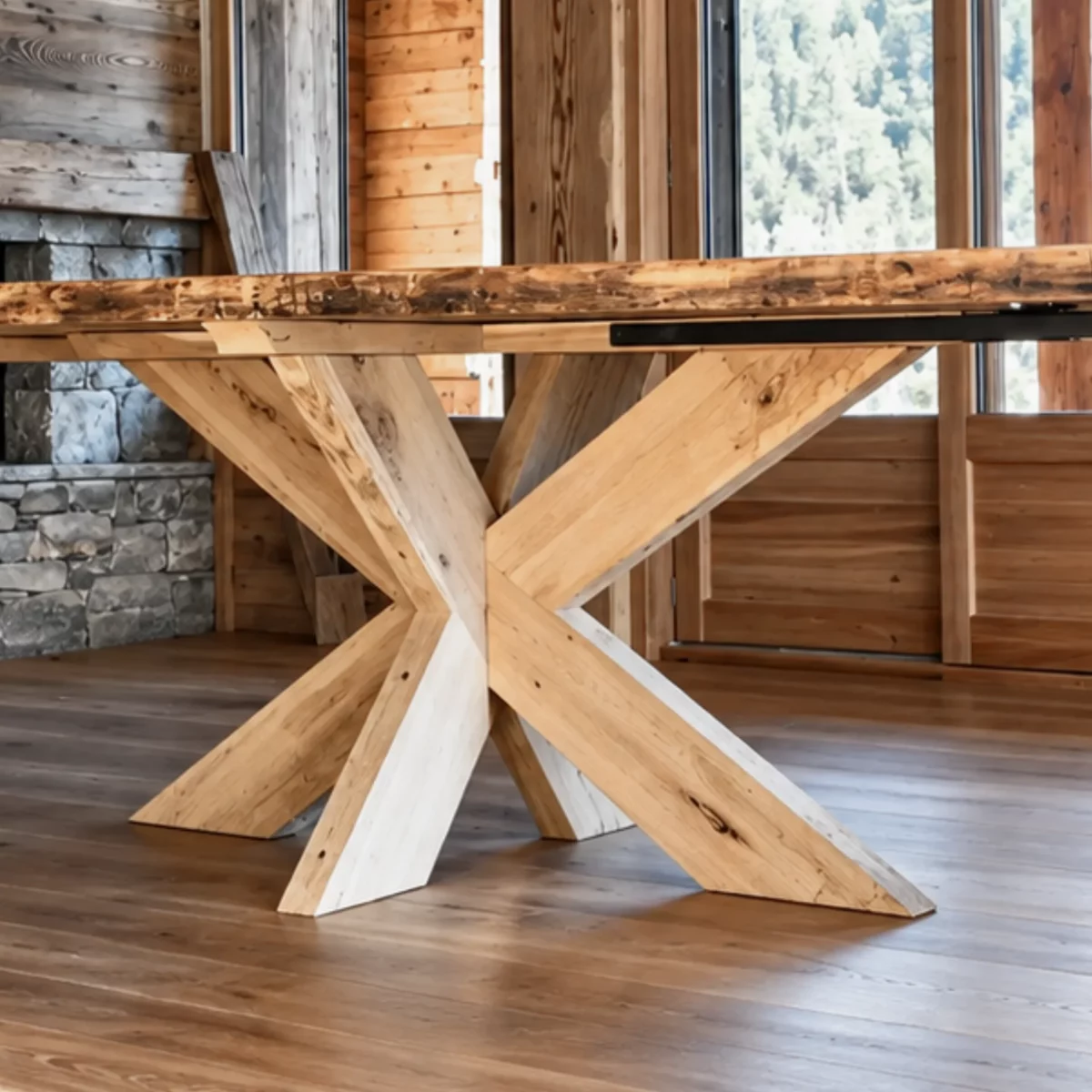 Un pied de table en bois massif