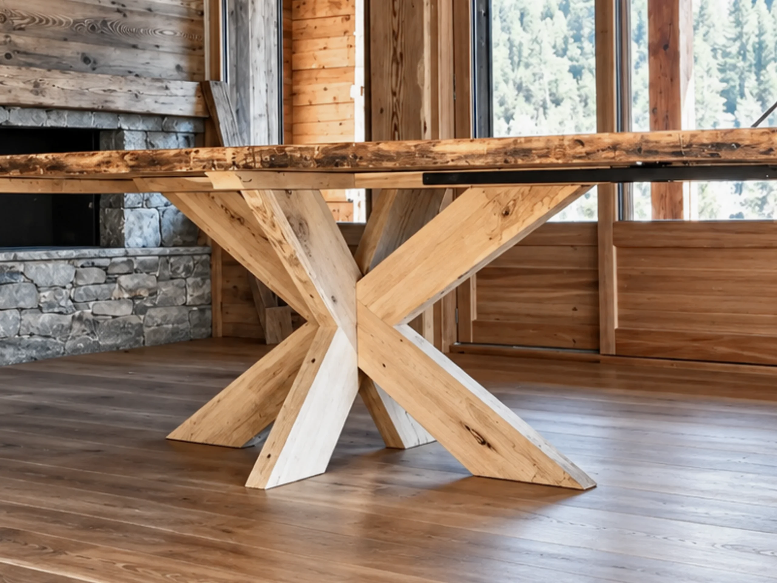 A solid wood table leg
