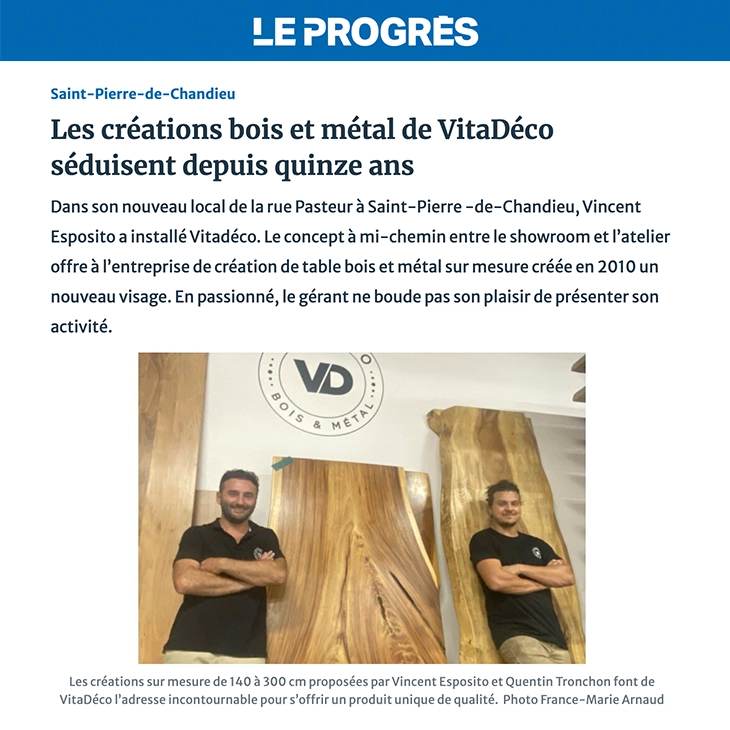 Image de l'article du Progrès sur VitaDeco