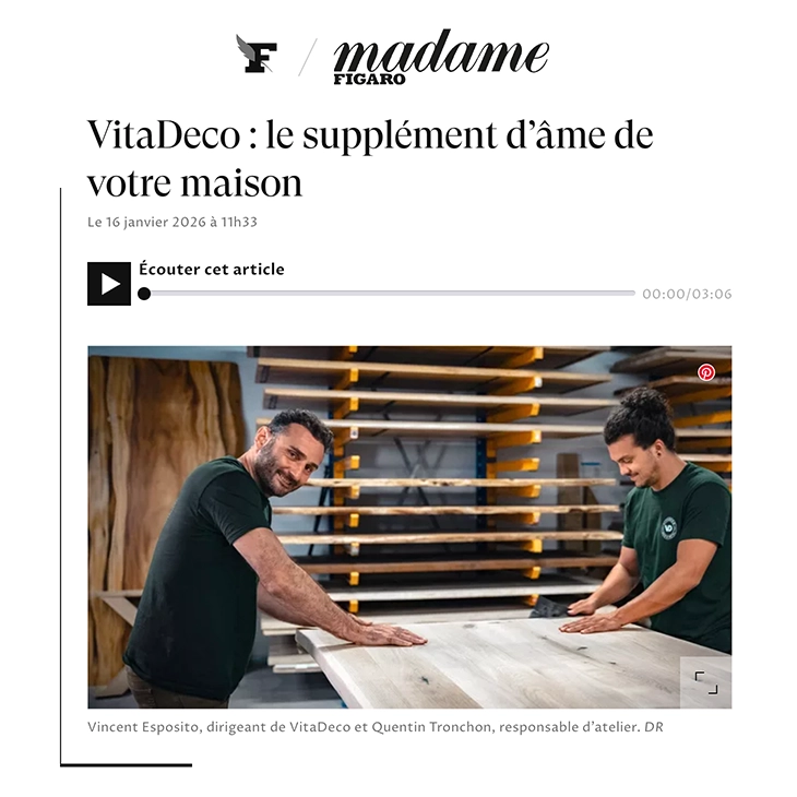 Image de l'article de Madame Figaro sur VitaDeco